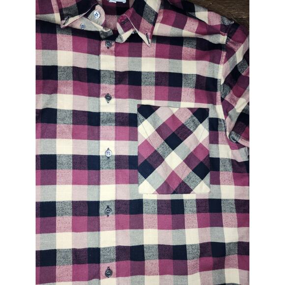 Public School New York Men’s Flannel Shirt Size Large Plaid Button Up Long Sleev - Picture 13 of 14